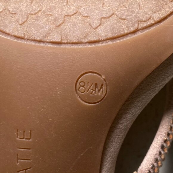 Strappy Nude Rhinestone Sandals With Block Heels Prom Wedding Party - Picture 9 of 9